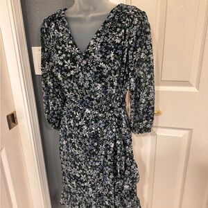Karl Lagerfeld Blue V-Neck Cuffed Sleeve Sundress